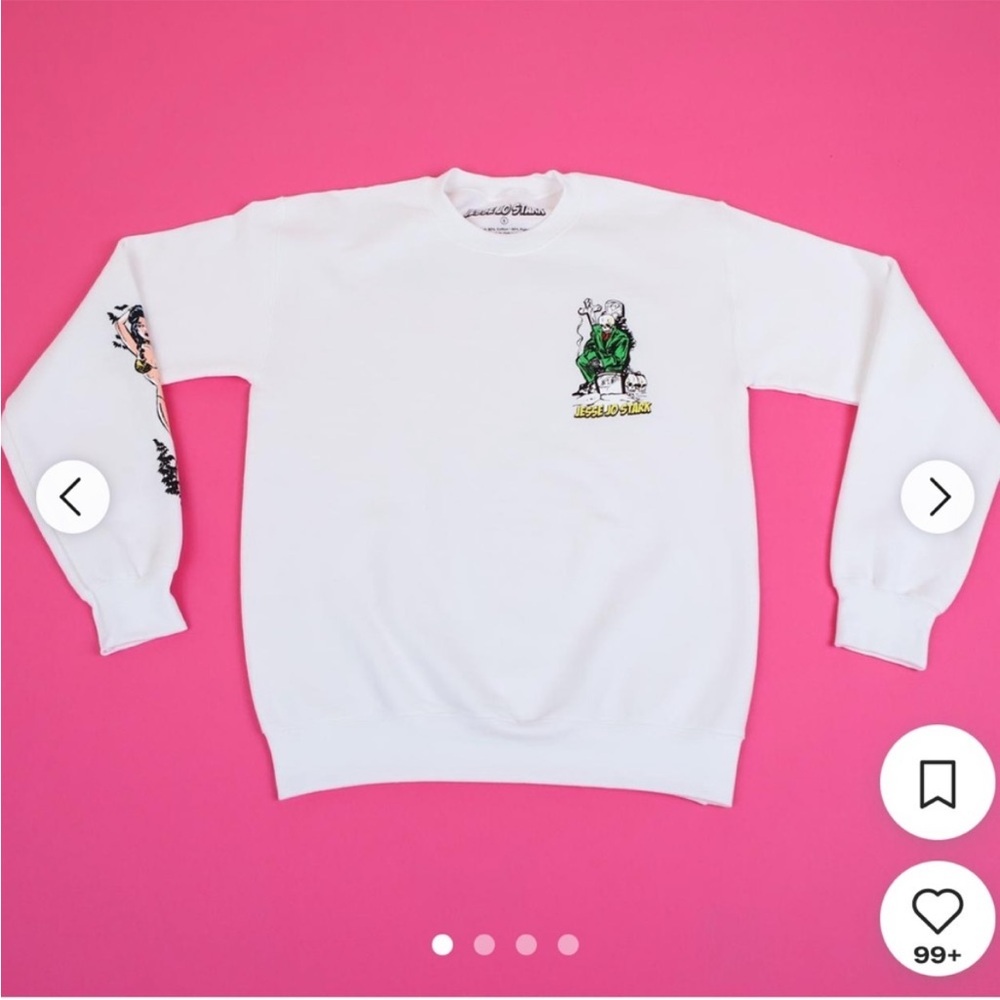 JESSE JO STARK Long Sleeve White Sweatshirt with Graphics